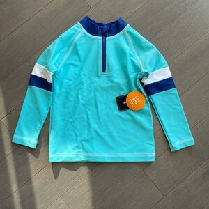 Gymboree Aqua and Navy Kids Swim Rashguard Shirt